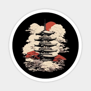 Rising Sun Pagoda - Men's Cherry Blossom Elegance Magnet